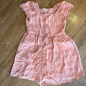 Cat & Jack Girl Dress Size L (10/12) Light Coral Button Front